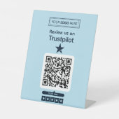 Trustpilot-Bewertungsanfrage mit scannbarem QR-Cod Sockelschild (Vorderseite)