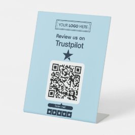 Trustpilot-Bewertungsanfrage mit scannbarem QR-Cod Sockelschild