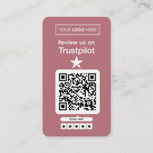 Trustpilot-Bewertungsanfrage mit scannbarem QR-Cod Visitenkarte