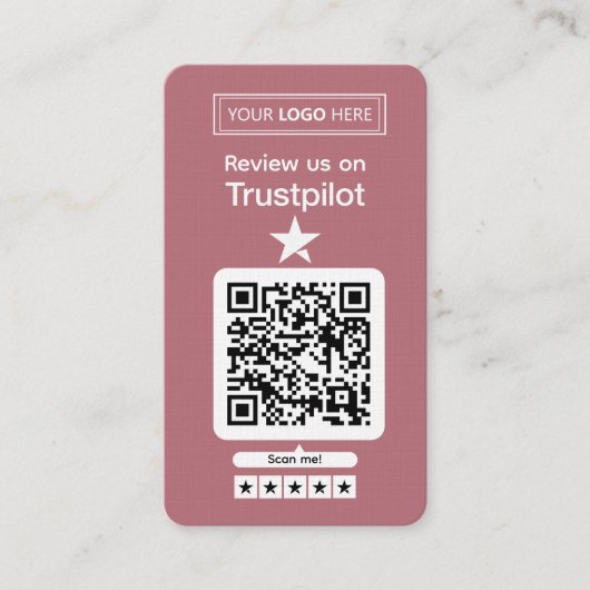 Trustpilot-Bewertungsanfrage mit scannbarem QR-Cod Visitenkarte (Vorderseite)