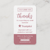 Trustpilot-Bewertungsanfrage mit scannbarem QR-Cod Visitenkarte (Rückseite)