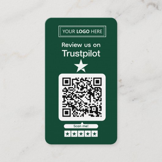 Trustpilot-Bewertungsanfrage mit scannbarem QR-Cod Visitenkarte (Vorderseite)