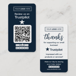 Trustpilot-Bewertungsanfrage mit scannbarem QR-Cod Visitenkarte