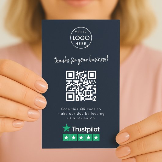 Trustpilot Review Business Danke QR Code Navy Visitenkarte