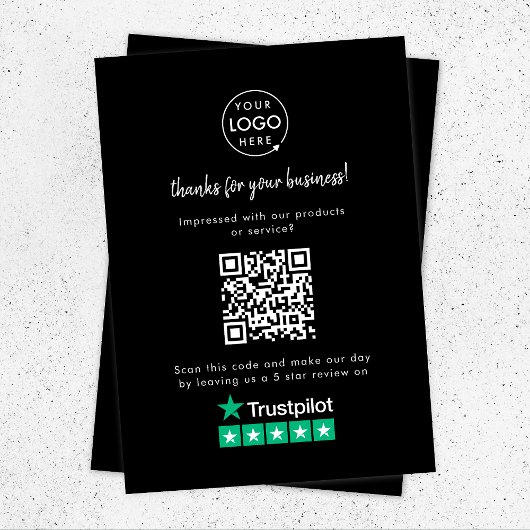Trustpilot Review us Black Business Thank You QR Begleitkarte