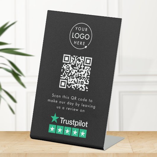 Trustpilot überprüft den QR-Code für schwarze Unte Sockelschild