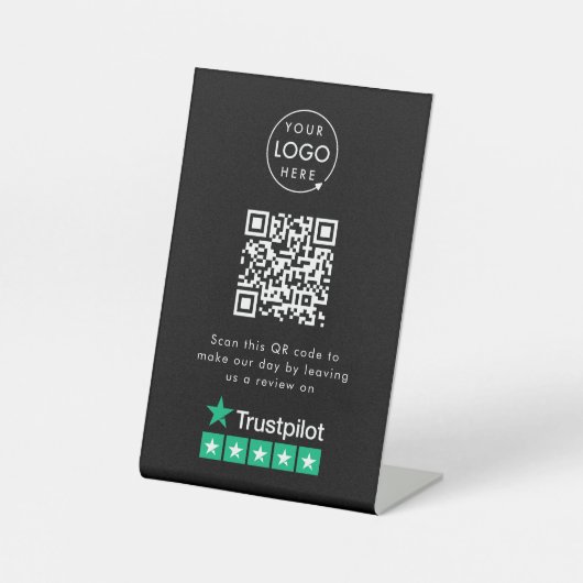 Trustpilot überprüft den QR-Code für schwarze Unte Sockelschild (Vorderseite)