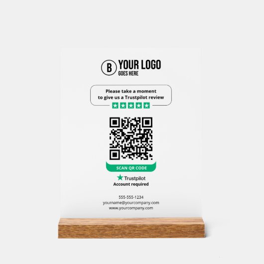 Trustpilot überprüft QR Code Rate My Business 5 St Acrylschild (Vorderseite)