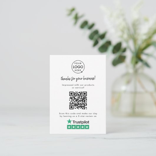 Trustpilot-Überprüfungen | Business Review Link QR Begleitkarte (Stehend Vorderseite)