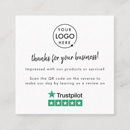 Trustpilot-Überprüfungen | Business Review Link QR Quadratische Visitenkarte (Vorderseite)