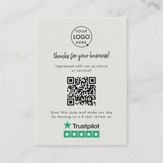 Trustpilot-Überprüfungen | Business Review Us Gray Begleitkarte (Vorderseite)