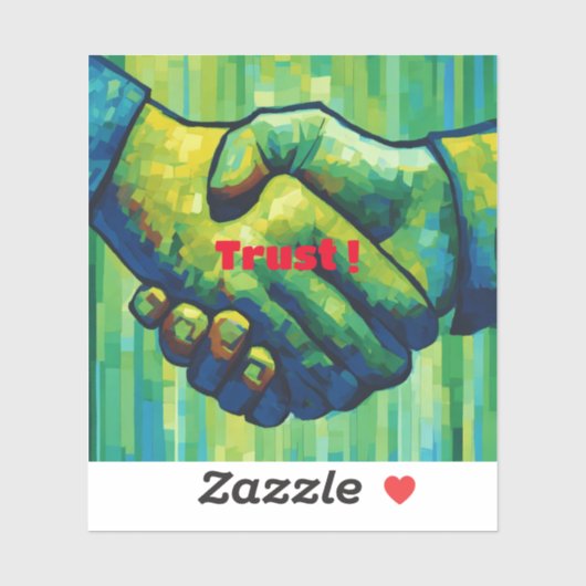 "TrustTouch: Ein Handshake in Sticker Form" (Blatt)