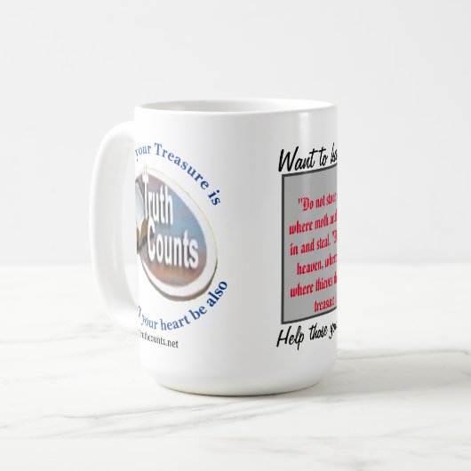 "Truth Counts" Kaffee-Tasse Kaffeetasse (Vorderseite Links)