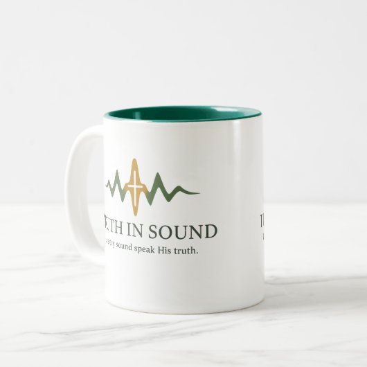 Truth in Sound Official Merch Zweifarbige Tasse (Vorderseite Links)