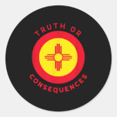 Truth Or Consequences New Mexico Nm Flag Zia Souve Runder Aufkleber (Vorderseite)