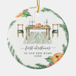 Truthahn-Abendessen Erstes Weihnachten im neuen Keramik Ornament