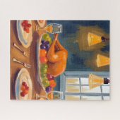 Truthahn Abendessen | Frohes Erntedankfest Gemalte Puzzle (Horizontal)