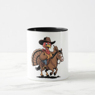 Truthahn auf einem Pferd reitend Cowboy Truthahn E Tasse