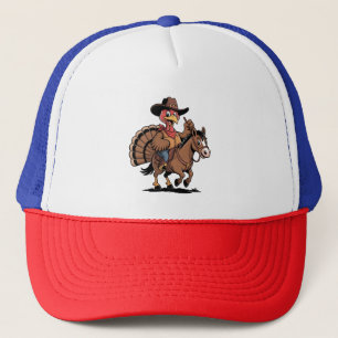 Truthahn auf einem Pferd reitend Cowboy Truthahn E Truckerkappe