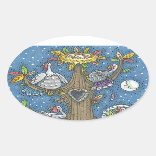 TRUTHAHN-BAUM, THANKSGIVING-GOBBLER-STICKER Oval Ovaler Aufkleber