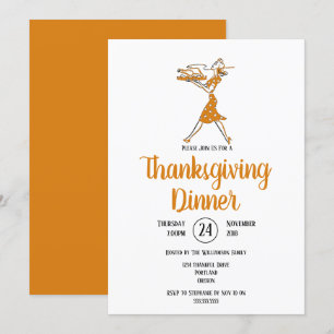Truthahn braten Retro Thanksgiving-Dinner Einladung