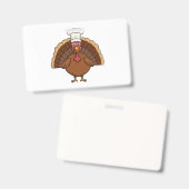 Truthahn-Chef-Cartoon Thanksgiving Ausweis (Vorder- & Rückseite)