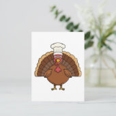 Truthahn-Chef-Cartoon-Thanksgiving Postkarte (Stehend Vorderseite)