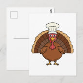 Truthahn-Chef-Cartoon-Thanksgiving Postkarte (Vorne/Hinten)