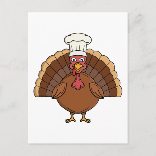 Truthahn-Chef-Cartoon-Thanksgiving Postkarte (Vorderseite)
