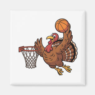 Truthahn-Dunking-Basketball-Sport-Erntedankfest-Fa Magnet