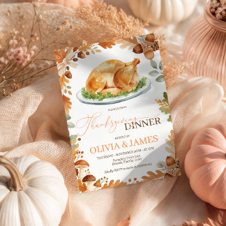 Truthahn-Ernedankfest-Einladung mit Eicheln Einladung