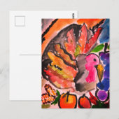 Truthahn Erntedank Freude Postkarte (Vorne/Hinten)
