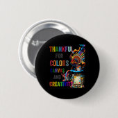 Truthahn-Erntedankfest-Kunstlehrer-Kostüm-T-Shirt Button (Vorne & Hinten)