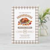 Truthahn-Erntedankfest-Potluck-Dinner Herbst-Gingh Einladung (Stehend Vorderseite)