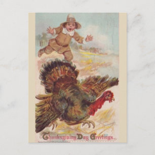 Truthahn fangen, Vintage-Kunstpostkarte Postkarte