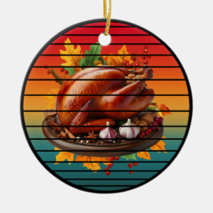 Truthahn frohen Erntedankfesttag Herbstsaison Herb Keramik Ornament