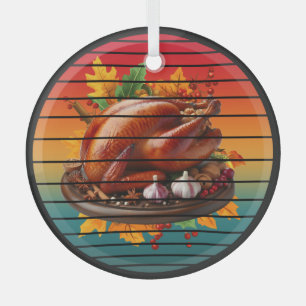 Truthahn frohen Erntedankfesttag Herbstsaison Herb Ornament Aus Glas