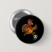 Truthahn Fußball Thanksgiving Truthahn spielt Fußb Button (Vorne & Hinten)