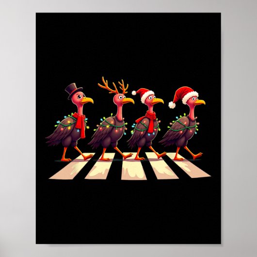 Truthahn-Geier überquert Straße Xmas Poster (Vorne)