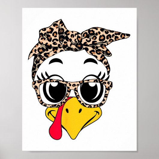 Truthahn Gesicht Kopf und Leopard Erntedankfest Ta Poster (Vorne)