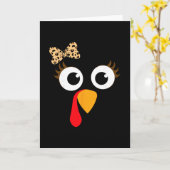 Truthahn-Gesicht Mädchen Leopard Bogen Thanksgivin Karte (Gelbe Blume)