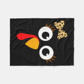 Truthahn-Gesicht Mädchen Leopardenschleife Thanksg Fleecedecke (Vorderseite (Horizontal))