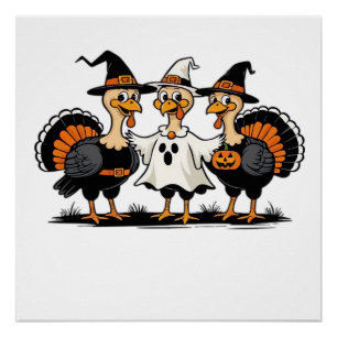 Truthahn Halloween Boo, Erntedank Truthahn, Grusel Poster