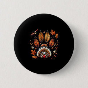Truthahn-Hunde-Pfotenabdruck Herbst Thanksgiving W Button