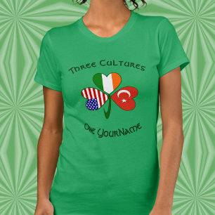 Truthahn Irland USA Kleeblatt Flagge Personalisier T-Shirt