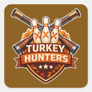 Truthahn-Jäger-Bowling-Team-Logo Quadratischer Aufkleber