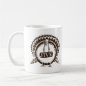 Truthahn-Jiver oder auch einfach Jive Turkey ist e Kaffeetasse (Links)