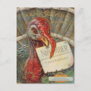 Truthahn-Kalender für November zum Essen Postkarte