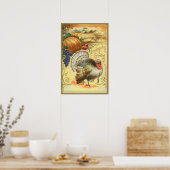 Truthahn Kürbis Mais Trauben Apfel Heuhaufen Poster (Küche)