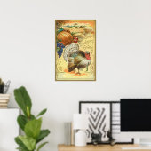 Truthahn Kürbis Mais Trauben Apfel Heuhaufen Poster (Heimbüro)